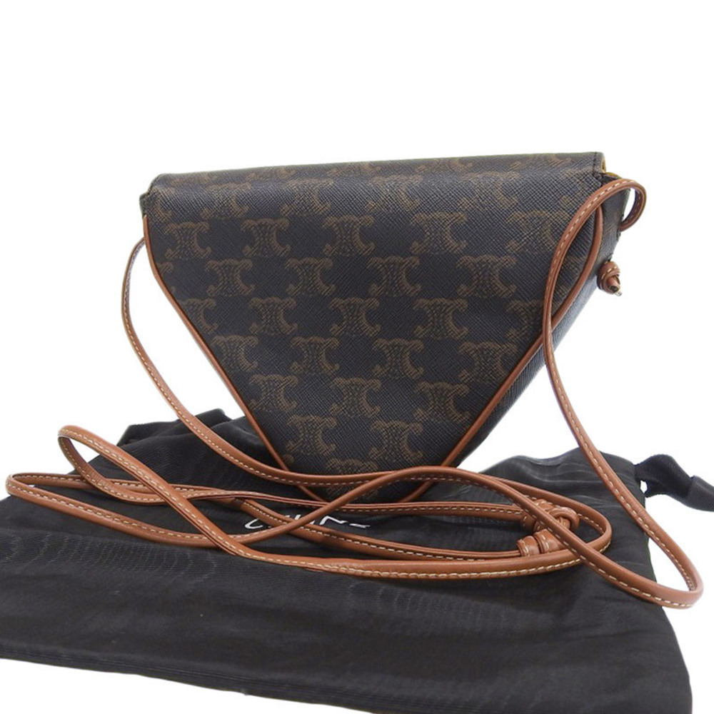 Celine Triangle Triomphe Canvas Shoulder Bag Brow… - image 2